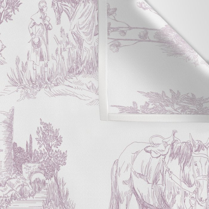 Toile de Jouy Vintage French Soft Lilac Blush Pastoral Pattern Wall Tapestry Gallery Image 3