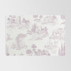 Toile de Jouy Vintage French Soft Lilac Blush Pastoral Pattern Rug Gallery Image 2