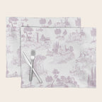 Toile de Jouy Vintage French Soft Lilac Blush Pastoral Pattern Placemat Gallery Image 1