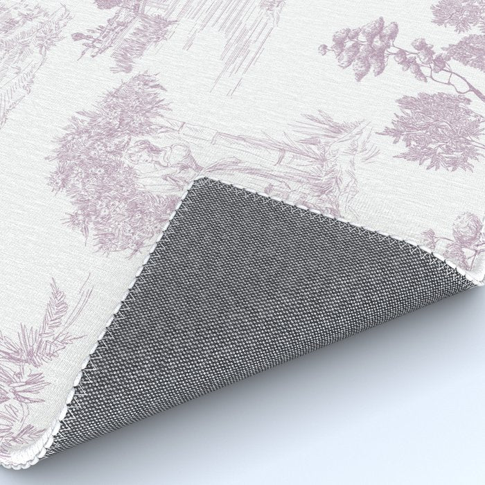 Toile de Jouy Vintage French Soft Lilac Blush Pastoral Pattern Rug Gallery Image 4