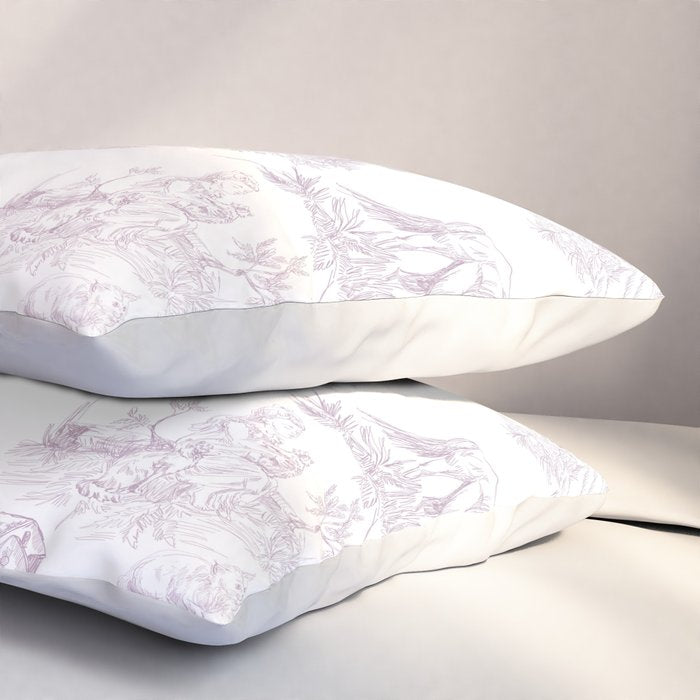 Toile de Jouy Vintage French Soft Lilac Blush Pastoral Pattern Pillow Sham Gallery Image 3