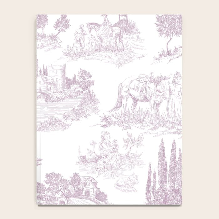 Toile de Jouy Vintage French Soft Lilac Blush Pastoral Pattern Notebook Gallery Image 4
