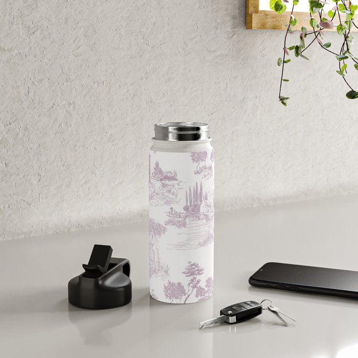 Toile de Jouy Vintage French Soft Lilac Blush Pastoral Pattern Water Bottle Gallery Image 4