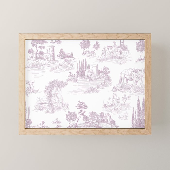Toile de Jouy Vintage French Soft Lilac Blush Pastoral Pattern Mini Art Print Gallery Image 1
