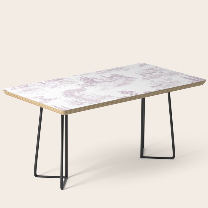 Toile de Jouy Vintage French Soft Lilac Blush Pastoral Pattern Coffee Table Gallery Image 1