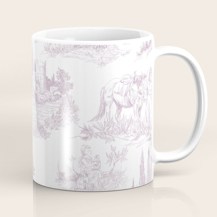 Toile de Jouy Vintage French Soft Lilac Blush Pastoral Pattern Coffee Mug Gallery Image 1
