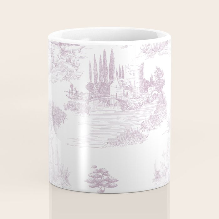 Toile de Jouy Vintage French Soft Lilac Blush Pastoral Pattern Coffee Mug Gallery Image 4