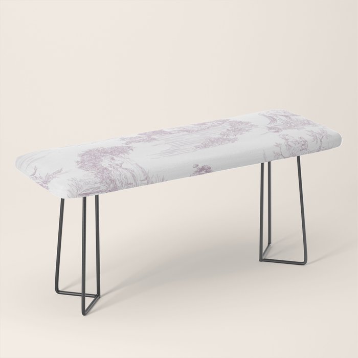 Toile de Jouy Vintage French Soft Lilac Blush Pastoral Pattern Bench Gallery Image 1