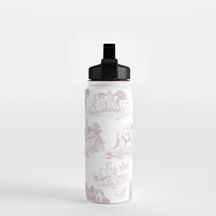 Toile de Jouy Vintage French Soft Lilac Blush Pastoral Pattern Water Bottle Gallery Image 2