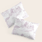Toile de Jouy Vintage French Soft Lilac Blush Pastoral Pattern Pillow Sham Gallery Image 3