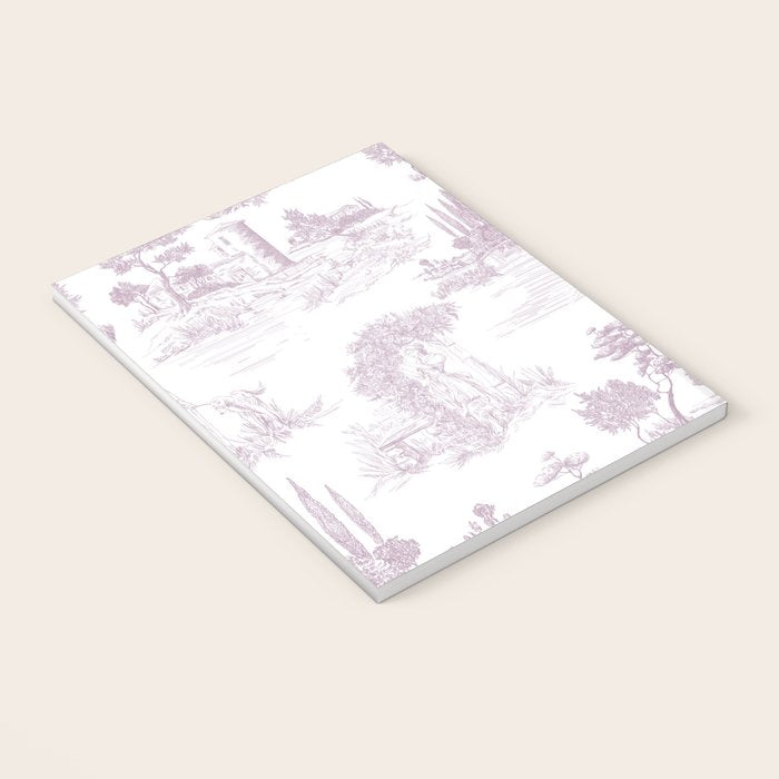 Toile de Jouy Vintage French Soft Lilac Blush Pastoral Pattern Notebook Gallery Image 3