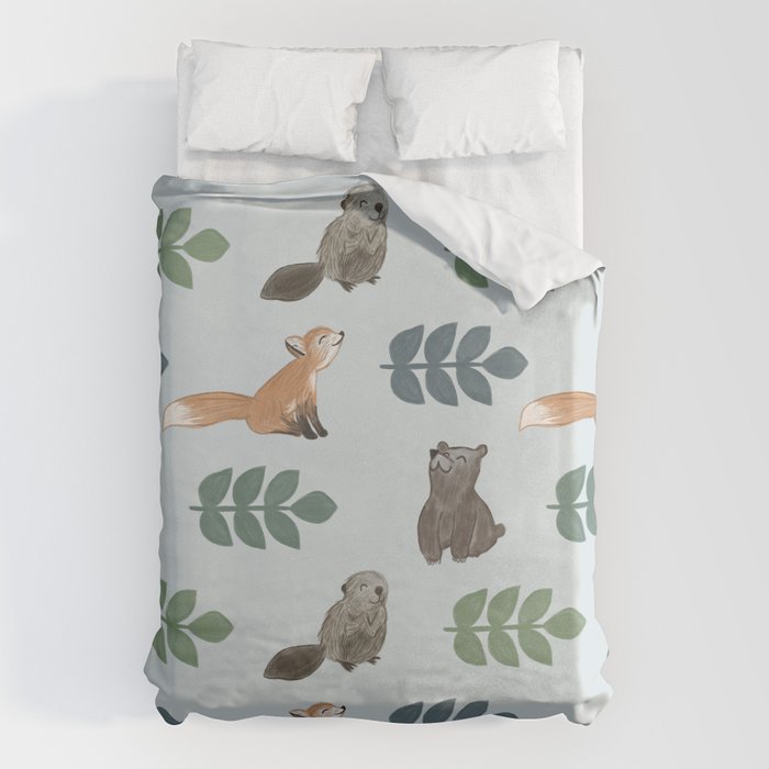 Woodland Creatures Pattern Duvet Cover Gallery Image 6