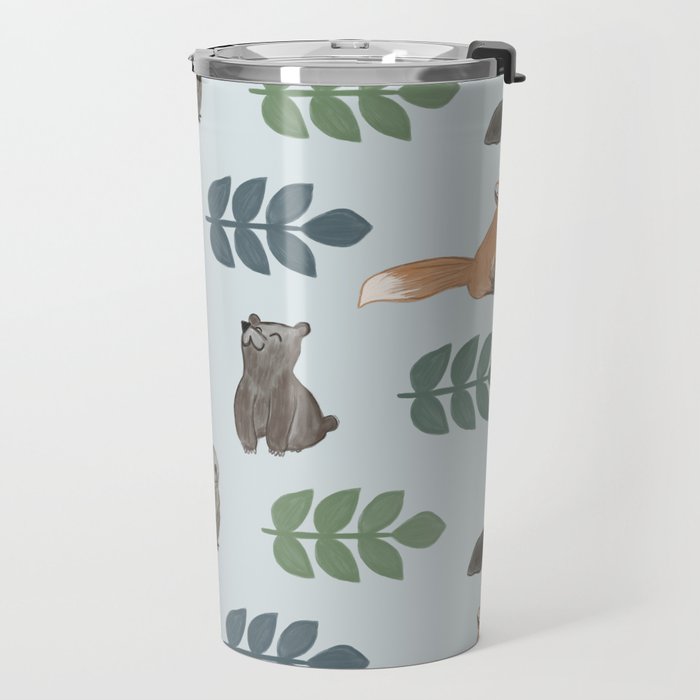 Woodland Creatures Pattern Travel Mug Gallery Image 2