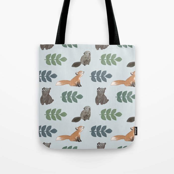 Woodland Creatures Pattern Tote Bag Gallery Image 1