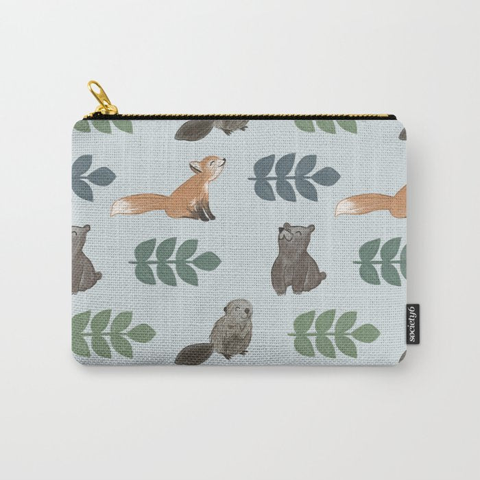 Woodland Creatures Pattern Carry All Pouch Gallery Image 1
