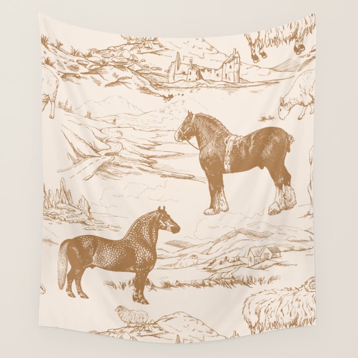Clydesdale Horses in The Scottish Landscape  Wall Tapestry Gallery Image 4