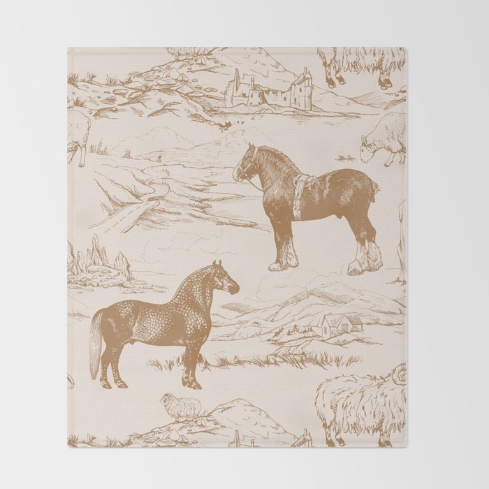 Clydesdale Horses in The Scottish Landscape  Throw Blanket Gallery Image 2