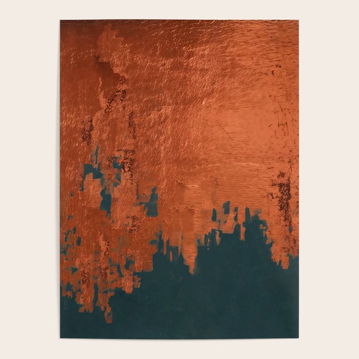 Aesthetic Grunge Copper and Teal Green Rust Poster Gallery Image 1