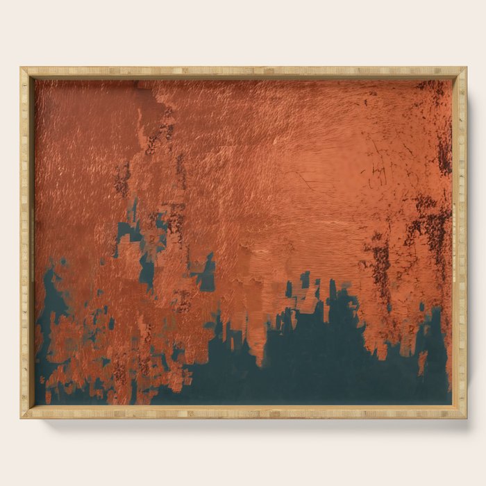 Aesthetic Grunge Copper and Teal Green Rust Serving Tray Gallery Image 1