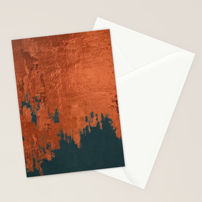 Aesthetic Grunge Copper and Teal Green Rust Stationery Card Gallery Image 2