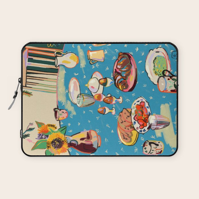 BREAKFAST IN THE GARDEN WITH SUNFLOWERS AND CROISSANTS Laptop Sleeve Gallery Image 1