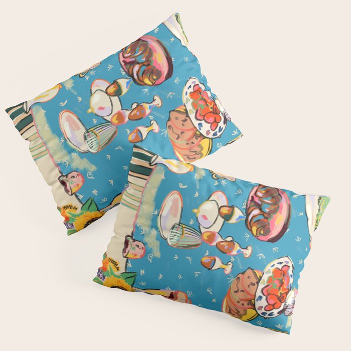 BREAKFAST IN THE GARDEN WITH SUNFLOWERS AND CROISSANTS Pillow Sham Gallery Image 1