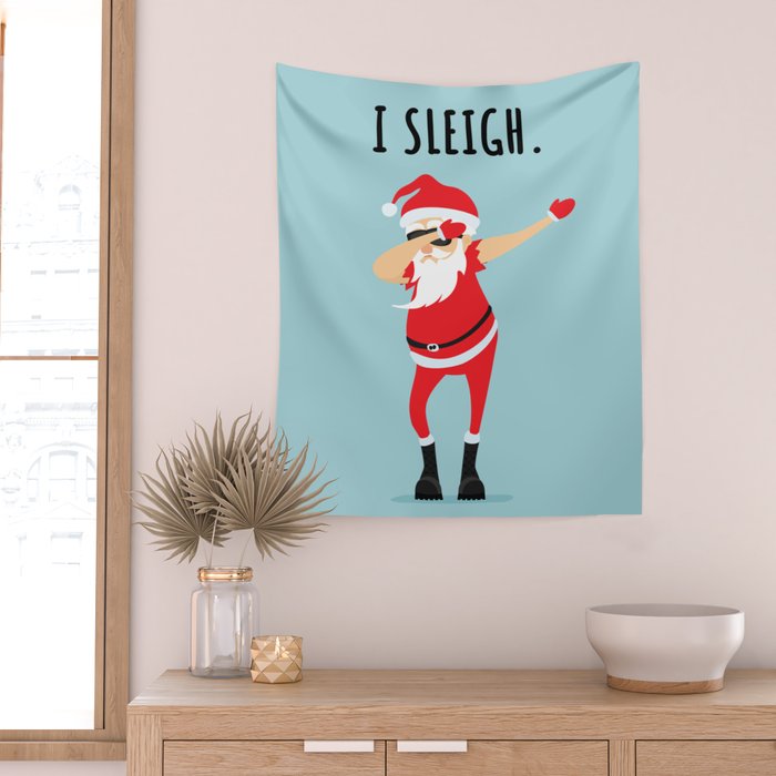 Dabbing Santa I Sleigh Wall Tapestry Gallery Image 2