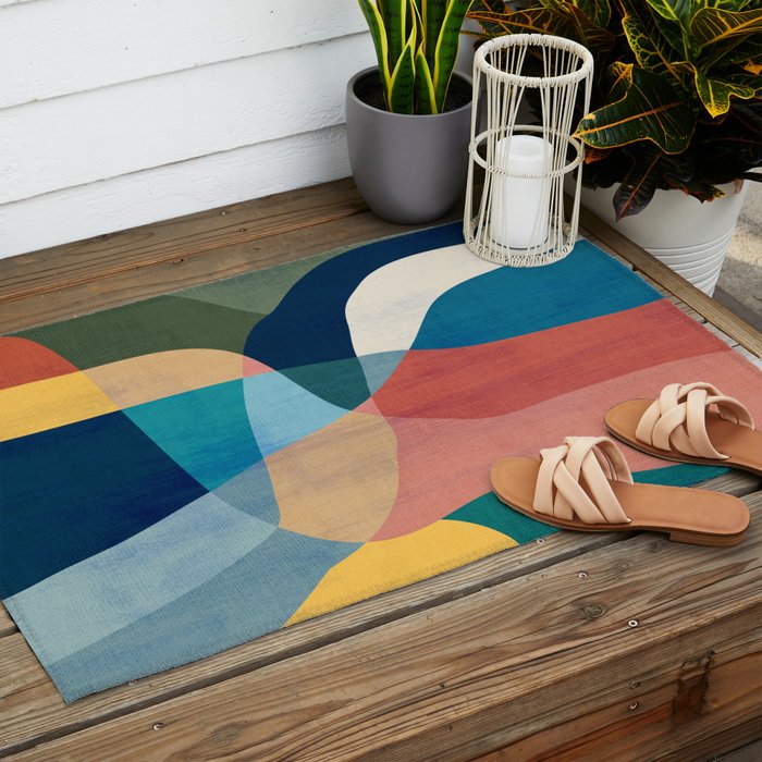 Waterfall and forest Outdoor Rug Gallery Image 2