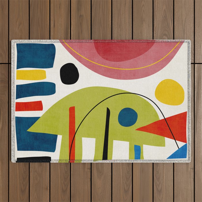 Colorful Bold Abstract Modern Artwork H03 Outdoor Rug Gallery Image 1