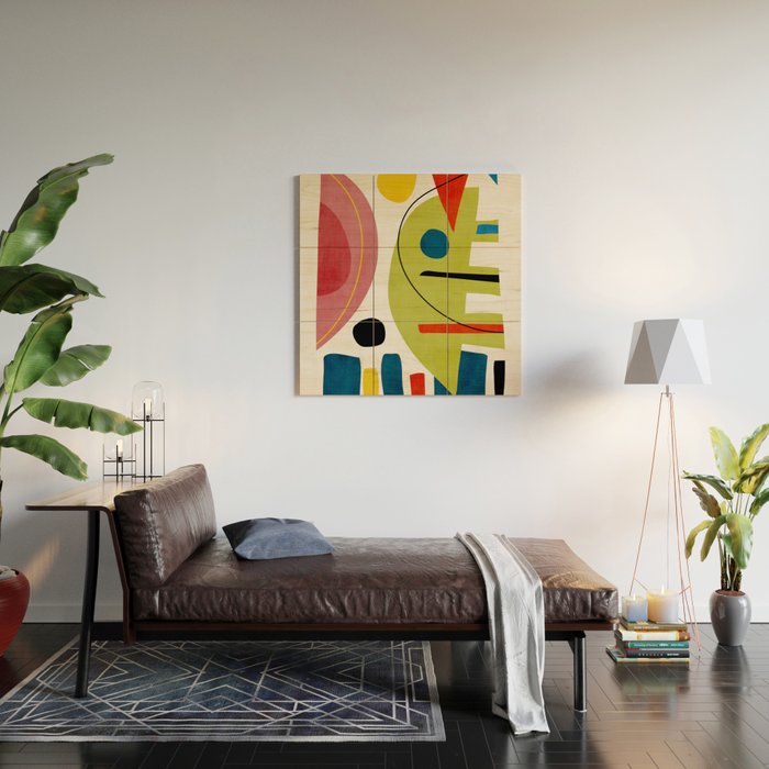 Colorful Bold Abstract Modern Artwork H03 Wood Wall Art Gallery Image 2