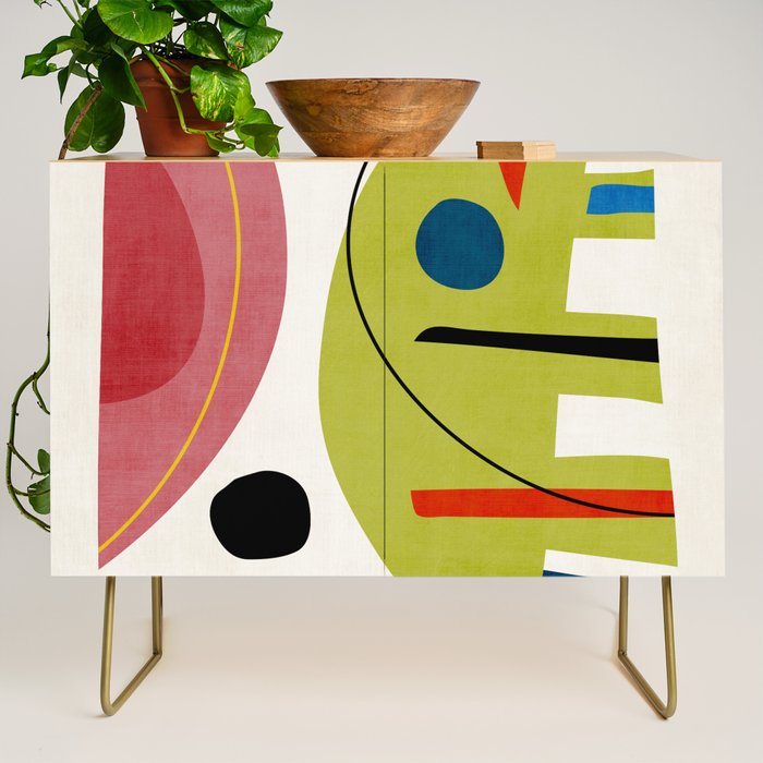Colorful Bold Abstract Modern Artwork H03 Credenza Gallery Image 1