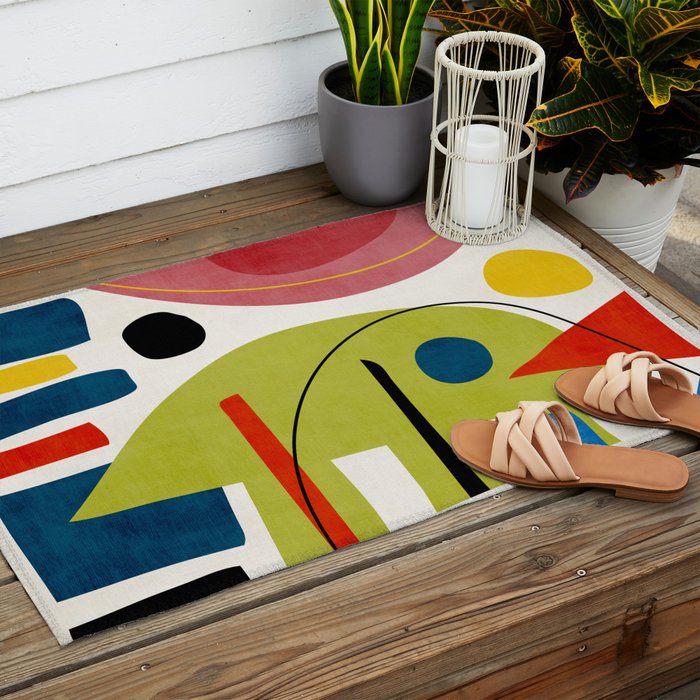 Colorful Bold Abstract Modern Artwork H03 Outdoor Rug Gallery Image 2