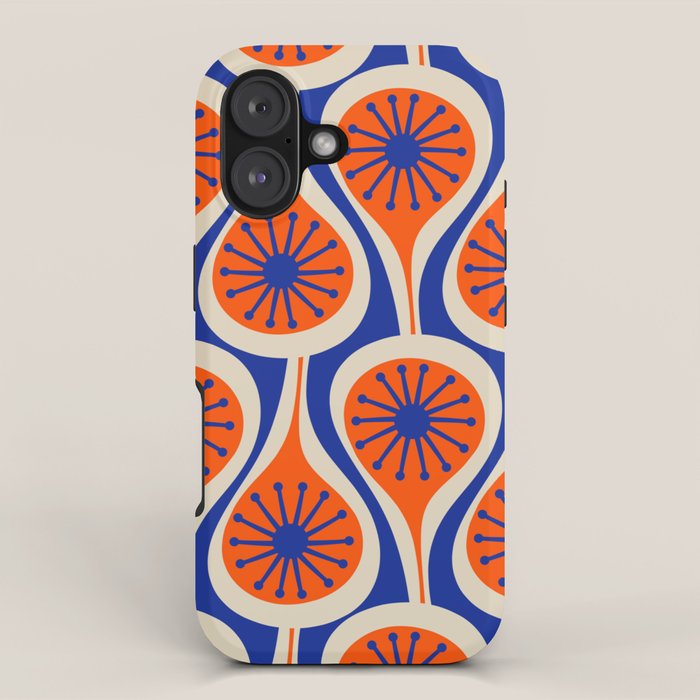 Mid Century Modern Atomic Drops Retro Pattern in Orange and Bright Blue iPhone Case Gallery Image 1