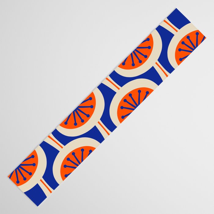 Mid Century Modern Atomic Drops Retro Pattern in Orange and Bright Blue Table Runner Gallery Image 3