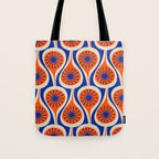 Mid Century Modern Atomic Drops Retro Pattern in Orange and Bright Blue Tote Bag Gallery Image 1