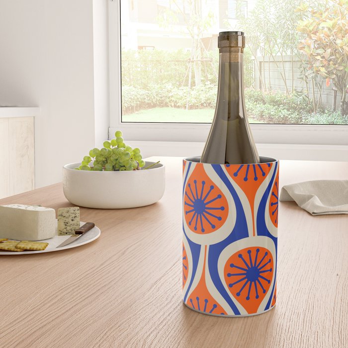 Mid Century Modern Atomic Drops Retro Pattern in Orange and Bright Blue Wine Chiller Gallery Image 4