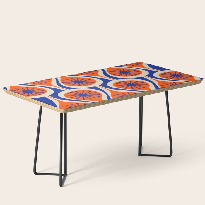Mid Century Modern Atomic Drops Retro Pattern in Orange and Bright Blue Coffee Table Gallery Image 1
