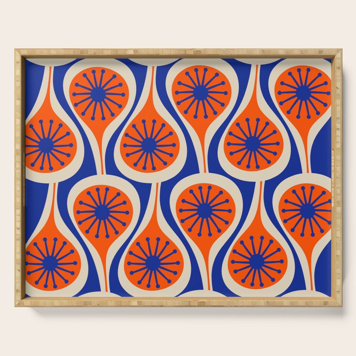 Mid Century Modern Atomic Drops Retro Pattern in Orange and Bright Blue Serving Tray Gallery Image 1
