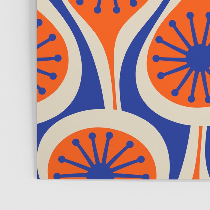 Mid Century Modern Atomic Drops Retro Pattern in Orange and Bright Blue Poster Gallery Image 3