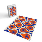 Mid Century Modern Atomic Drops Retro Pattern in Orange and Bright Blue Jigsaw Puzzle Gallery Image 2