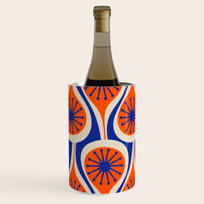 Mid Century Modern Atomic Drops Retro Pattern in Orange and Bright Blue Wine Chiller Gallery Image 2