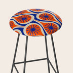 Mid Century Modern Atomic Drops Retro Pattern in Orange and Bright Blue Stool Gallery Image 2