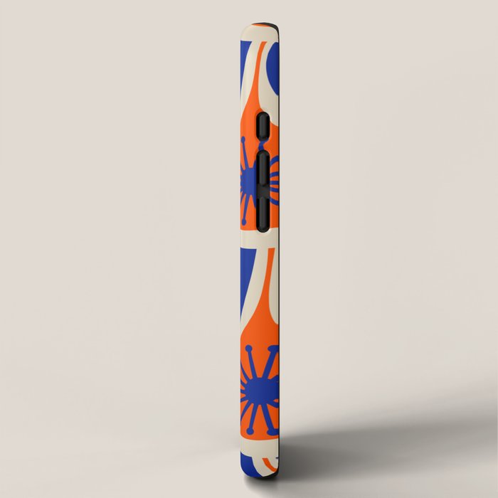 Mid Century Modern Atomic Drops Retro Pattern in Orange and Bright Blue iPhone Case Gallery Image 2