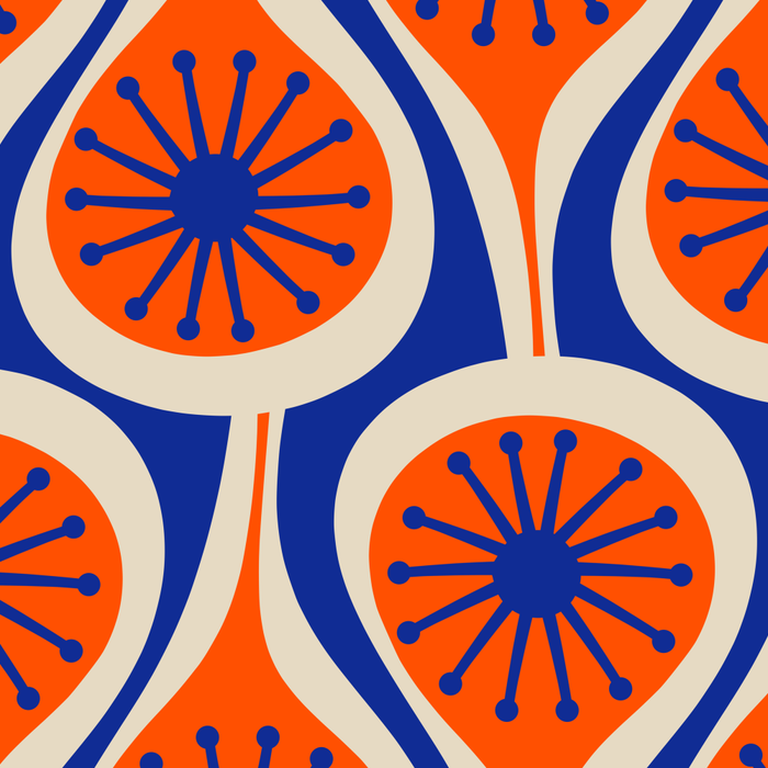 Mid Century Modern Atomic Drops Retro Pattern in Orange and Bright Blue Coffee Mug Gallery Image 2