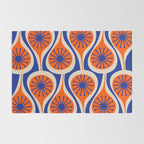 Mid Century Modern Atomic Drops Retro Pattern in Orange and Bright Blue Rug Gallery Image 2