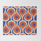 Mid Century Modern Atomic Drops Retro Pattern in Orange and Bright Blue Throw Blanket Gallery Image 2
