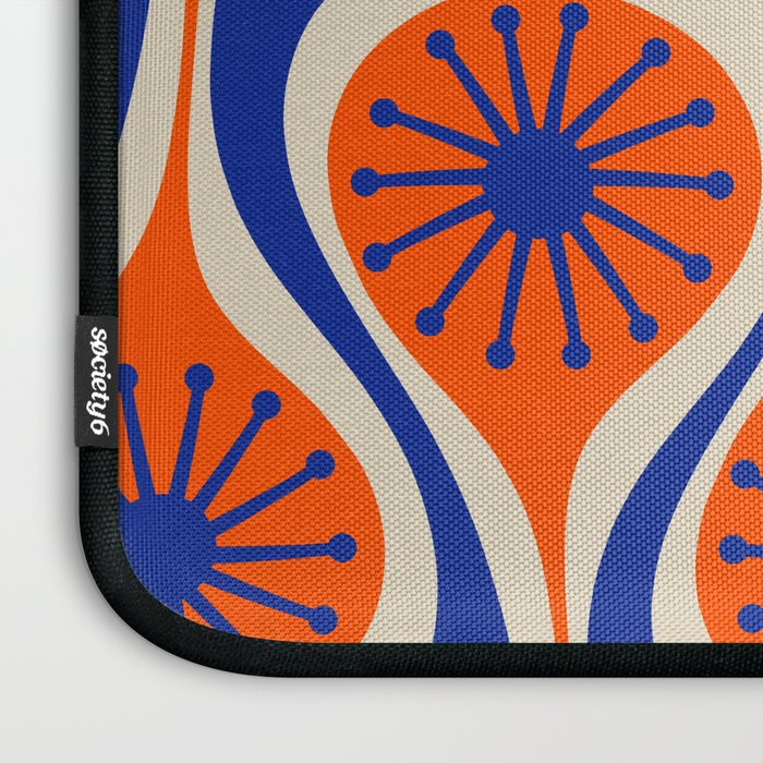 Mid Century Modern Atomic Drops Retro Pattern in Orange and Bright Blue Laptop Sleeve Gallery Image 3