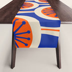 Mid Century Modern Atomic Drops Retro Pattern in Orange and Bright Blue Table Runner Gallery Image 1