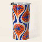 Mid Century Modern Atomic Drops Retro Pattern in Orange and Bright Blue Travel Mug Gallery Image 3