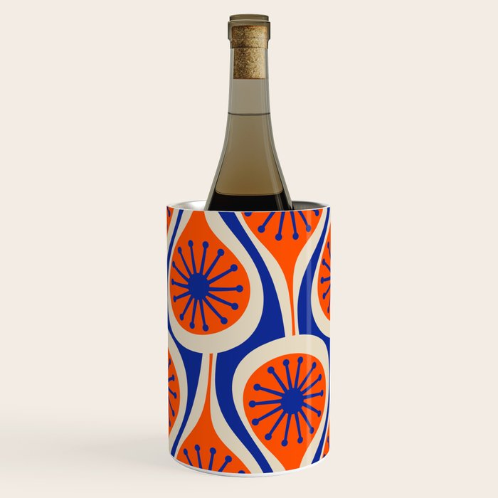 Mid Century Modern Atomic Drops Retro Pattern in Orange and Bright Blue Wine Chiller Gallery Image 1
